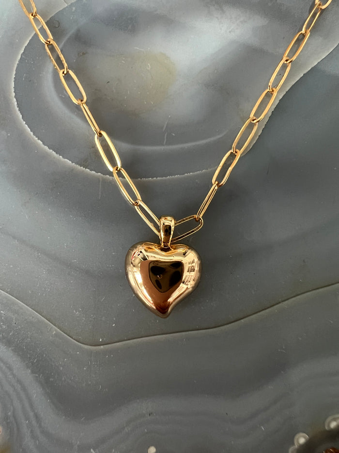 Ruby & Violet Puffy Heart Necklace