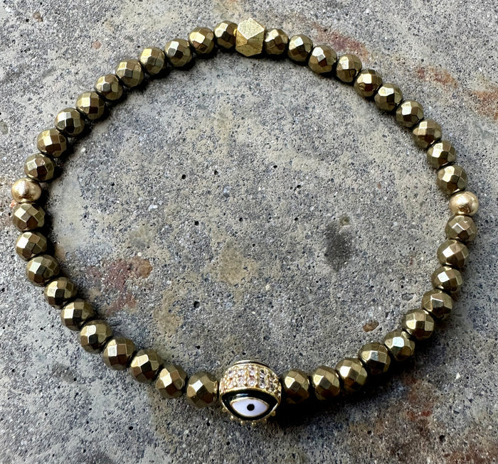 Ruby & Violet Pyrite Evil Eye Bracelet
