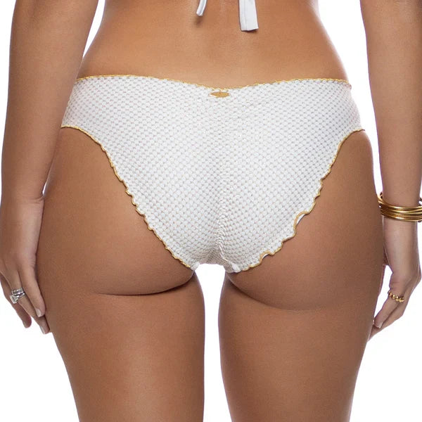 Ruched Full Coverage Bottom - Sunkiss Glow (White)
