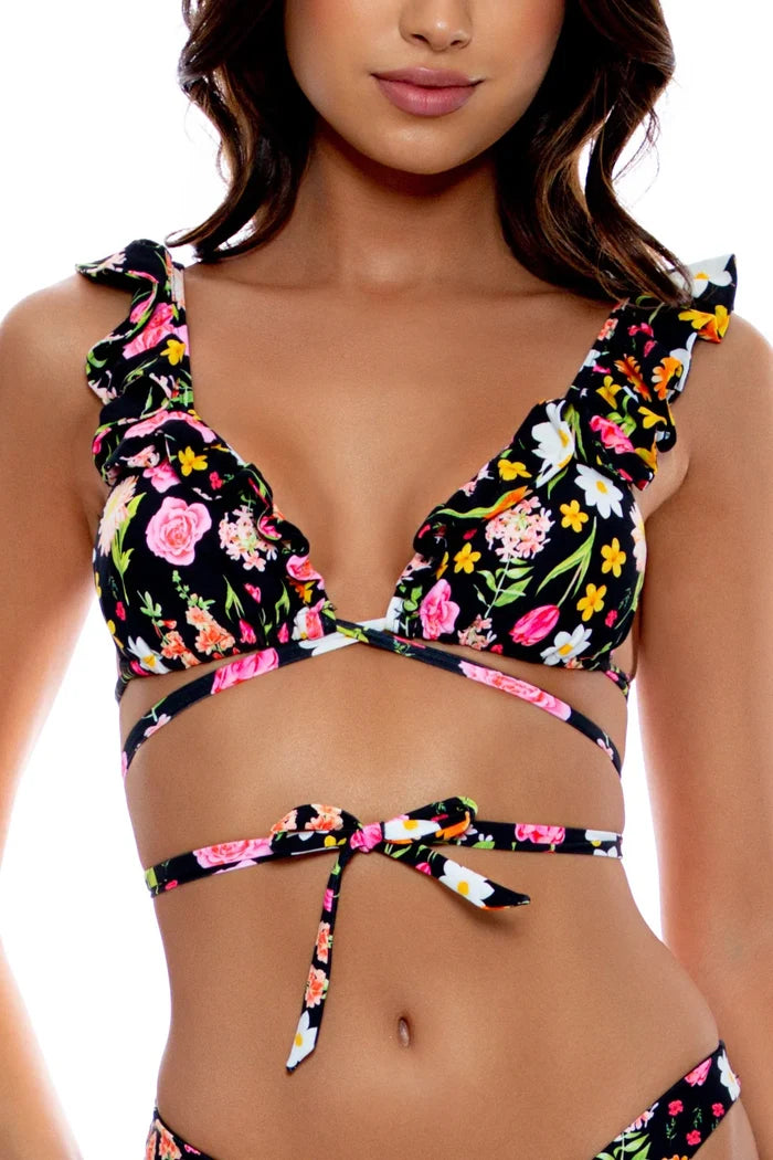 Ruffle Deep V Wrap Triangle Top - Luli's Secret Garden