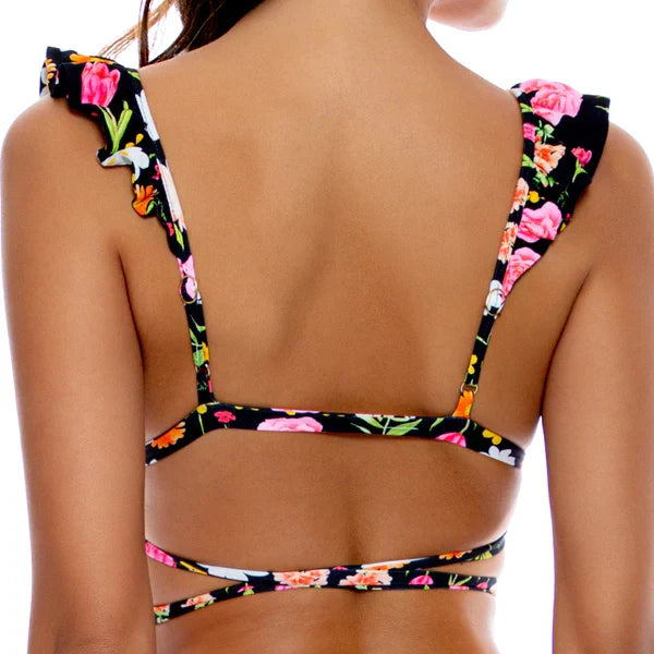 Ruffle Deep V Wrap Triangle Top - Luli's Secret Garden