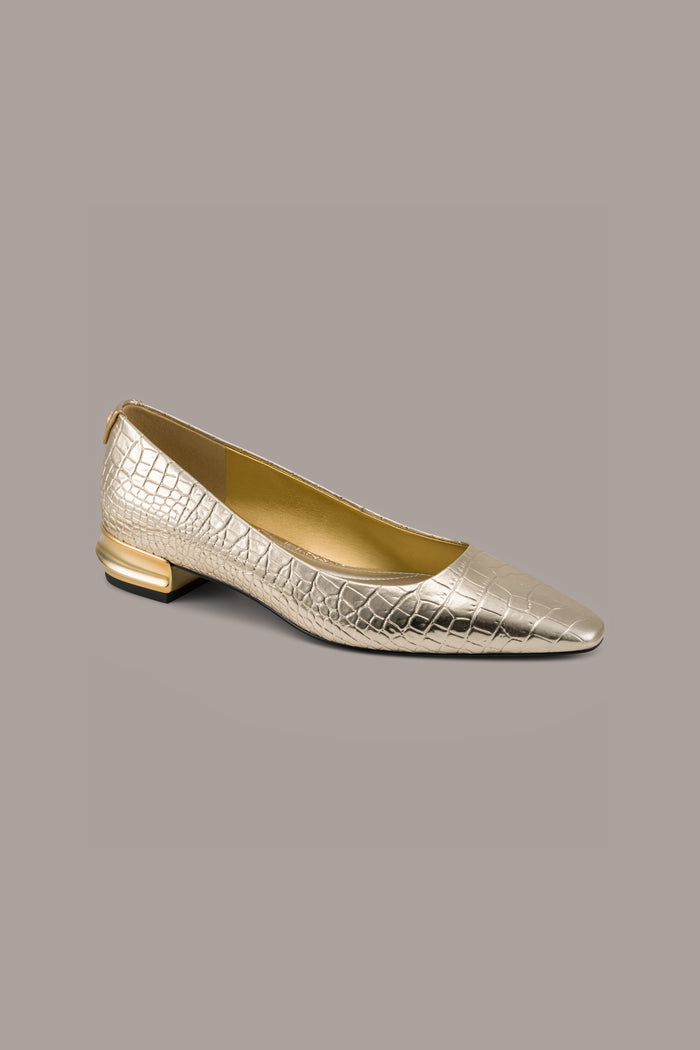 SAVITA METALLIC CROC-EFFECT FLAT