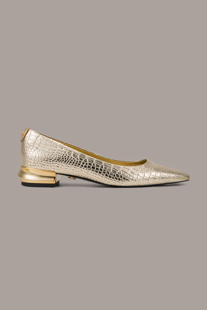 SAVITA METALLIC CROC-EFFECT FLAT