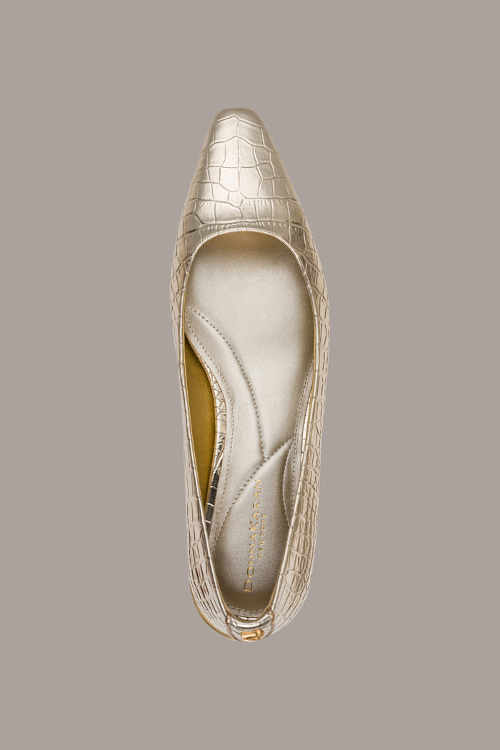 SAVITA METALLIC CROC-EFFECT FLAT