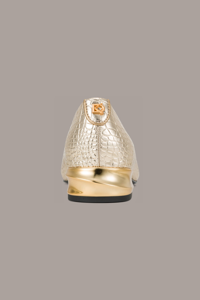 SAVITA METALLIC CROC-EFFECT FLAT