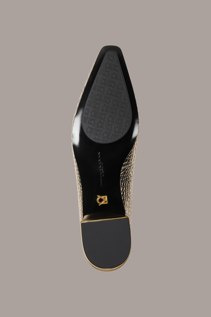 SAVITA METALLIC CROC-EFFECT FLAT