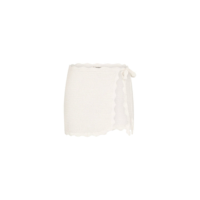 Scalloped Edge Knit Mini Sarong - Whipped White
