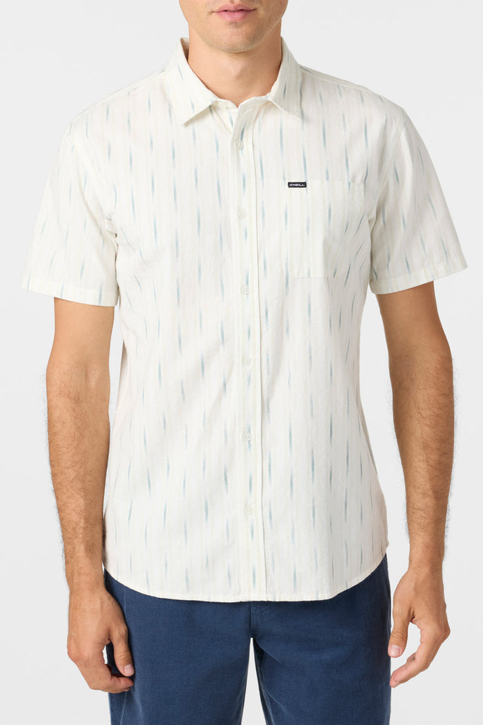 Seafaring Ikat Standard Short Sleeve Button-Down Shirt - White