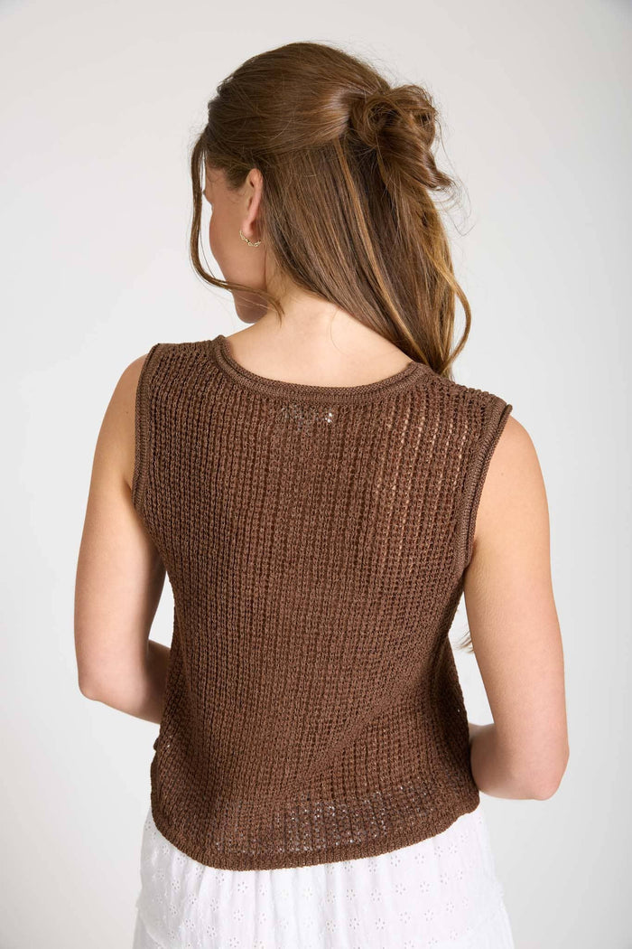 SHEER CROCHET KNIT VEST