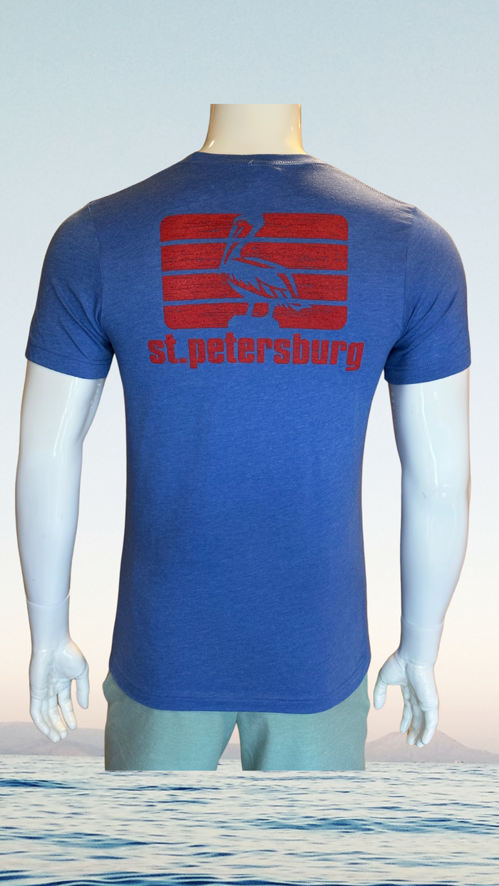 Short Sleeve T-Shirt - Blue - Red St. Pete Pelican