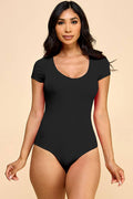 SHORT SLEEVE V NECK DOUBLE LAYERED BODYSUIT