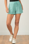 Shorts with Elastic Waistband - Aloe