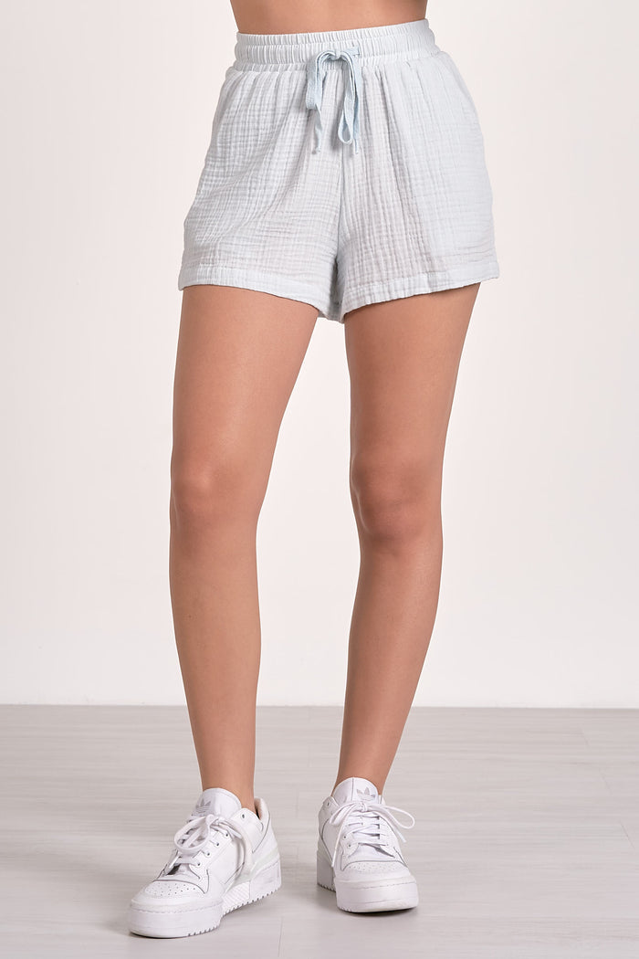 Shorts with Elastic Waistband - Light Blue