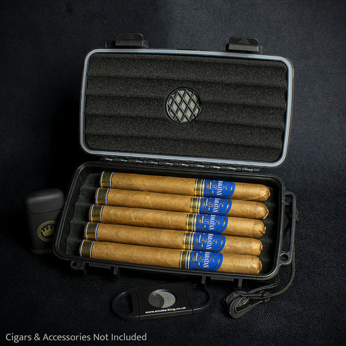Sikarlan Crushproof Travel Humidor - 5 Cigars Black