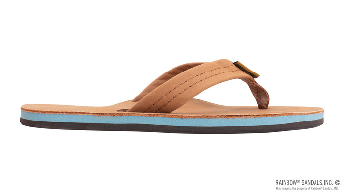 Single Arch Narrow Strap Sandals - Tan/Blue