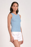 Sleeveless Crew Neck Tank Top - Faded Blue