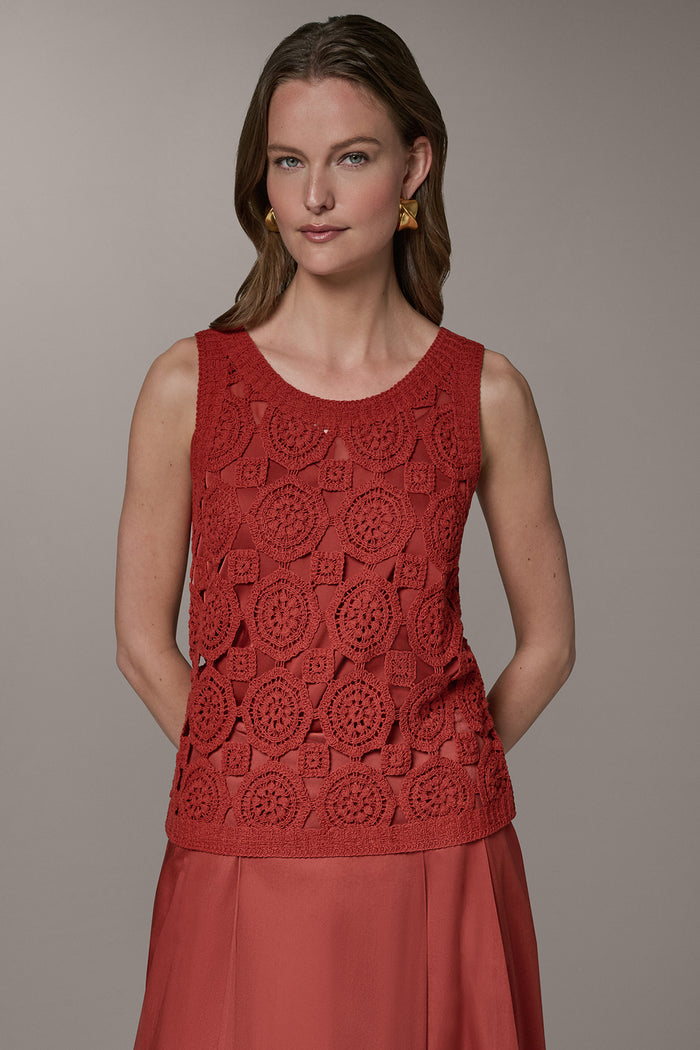 SLEEVELESS CROCHET SHELL