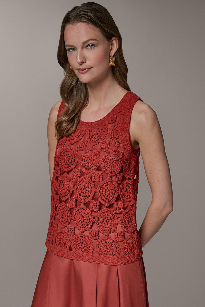 SLEEVELESS CROCHET SHELL