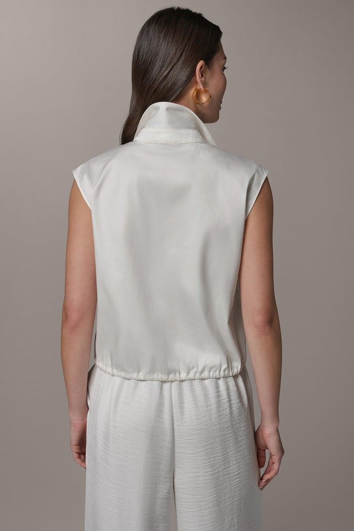SLEEVELESS DRAWSTRING HEM BLOUSE