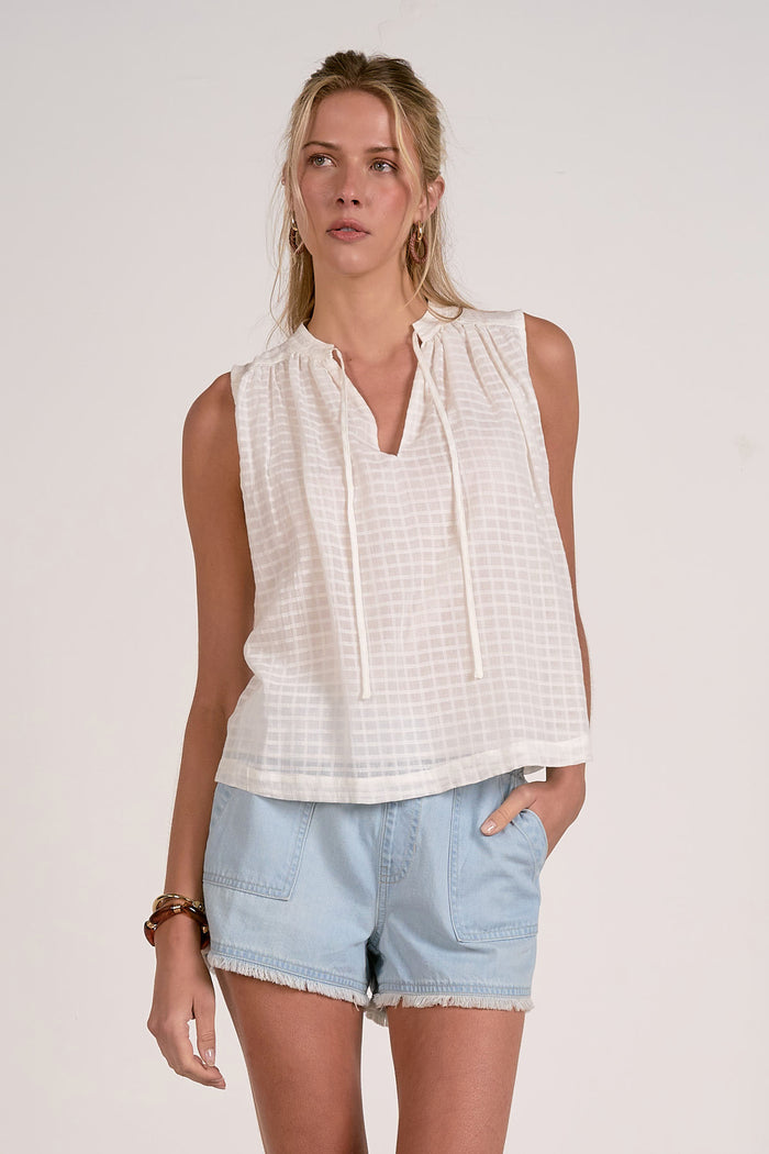 Sleeveless Flowy Top - Off White