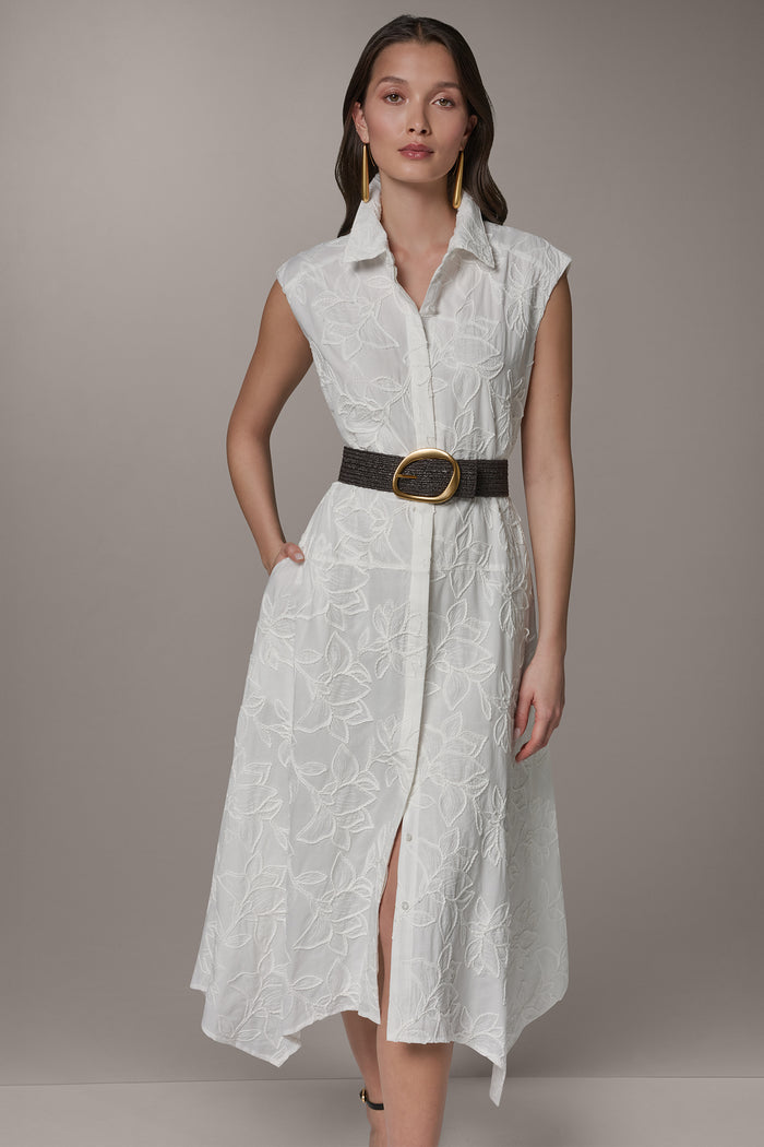 SLEEVELESS MIDI SHIRT DRESS