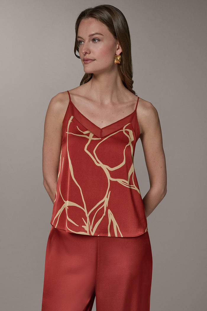 SLEEVELESS V-NECK PRINT CAMI