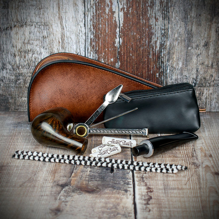 Smoke-King Pipe Smoker's  Starter Set - Brown Leather Pouch