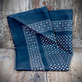 Snuff Handkerchief | Blue Patterned Border & Polka Dots