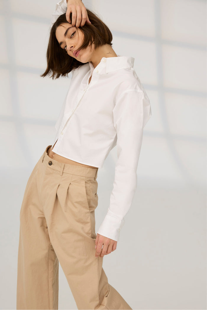 Sold Out NYC The Cropped Everything Shirt in White, detail view