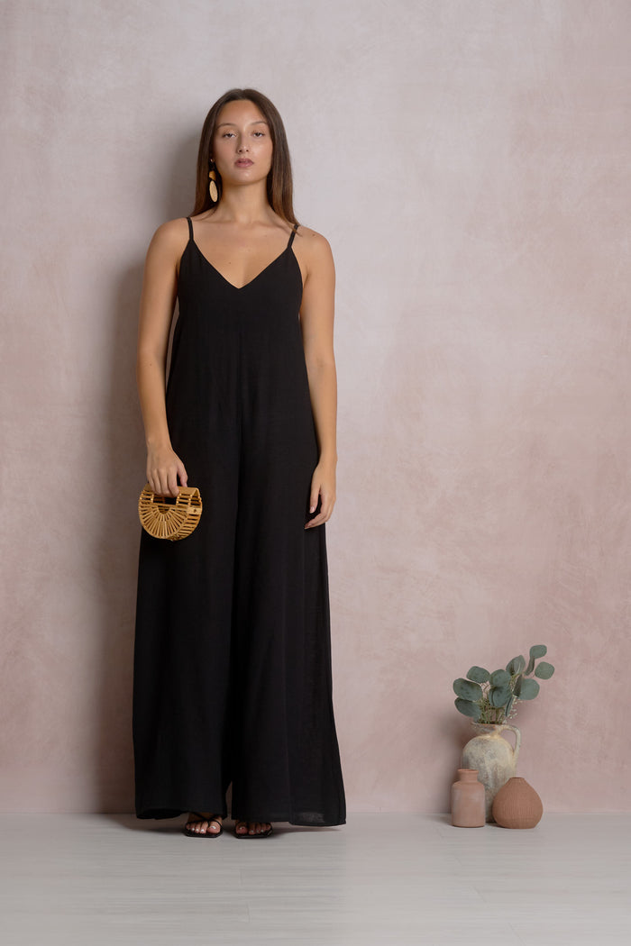 Spaghetti Strap Jumpsuit - Black