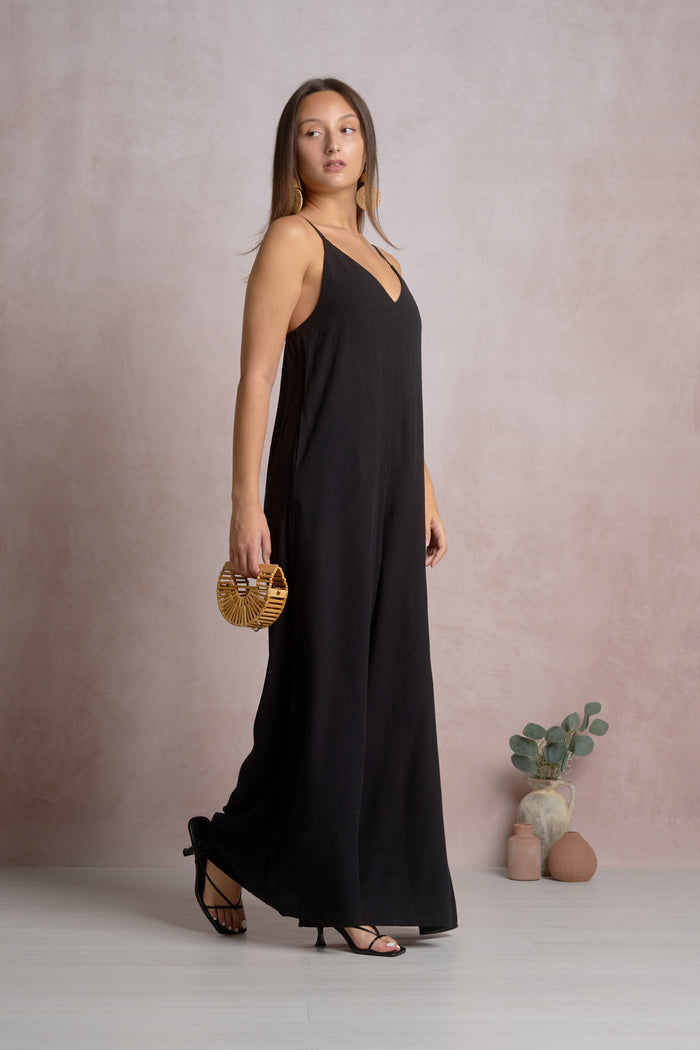 Spaghetti Strap Jumpsuit - Black