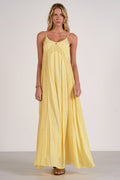 Spaghetti Strap Maxi Dress with Lace Detail - Vanilla