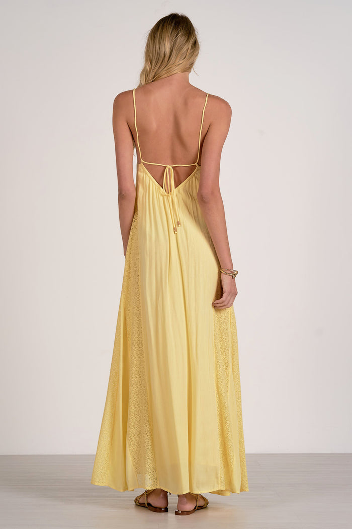 Spaghetti Strap Maxi Dress with Lace Detail - Vanilla
