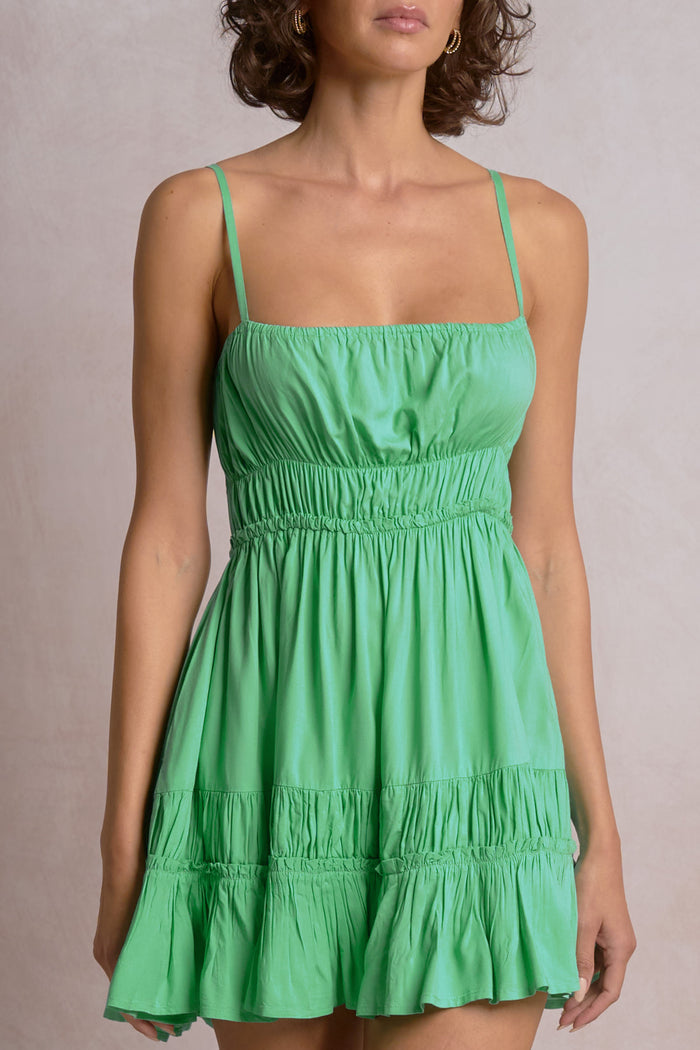 Spaghetti Strap Mini Dress - Jade