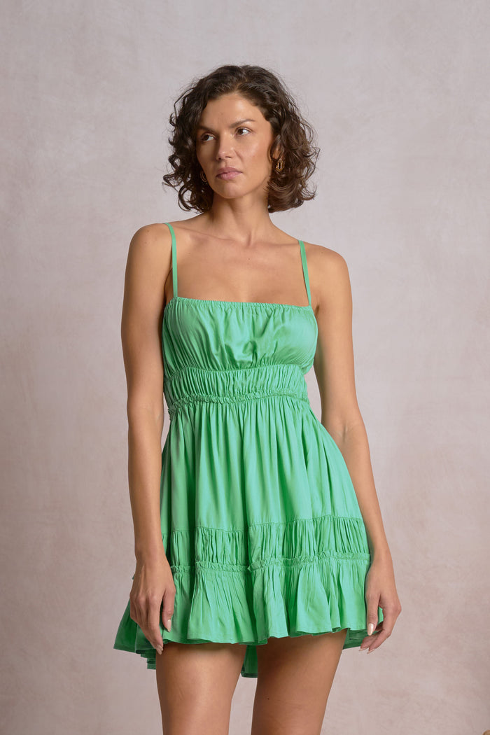 Spaghetti Strap Mini Dress - Jade