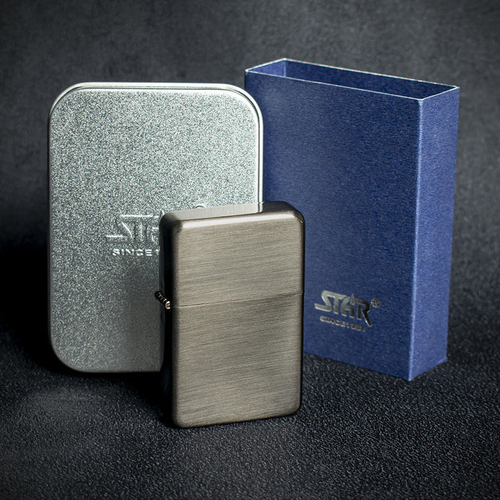 Star Petrol Lighter - Black Nickel