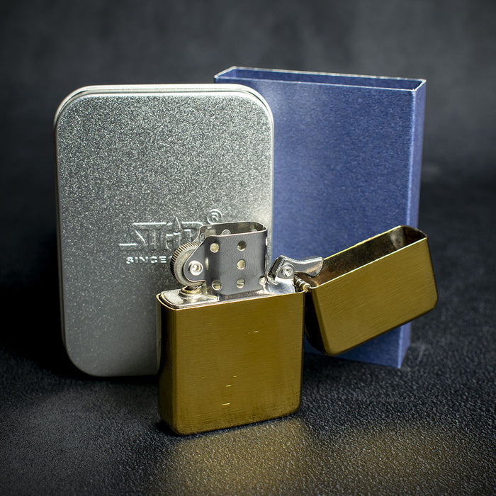 Star Petrol Lighter - Golden Brushed