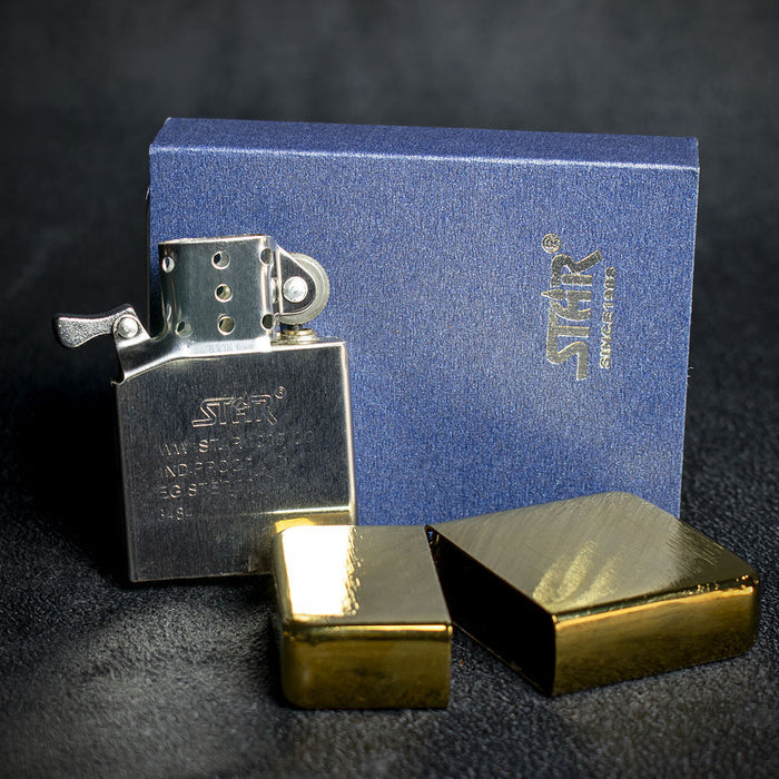 Star Petrol Lighter - Golden Brushed