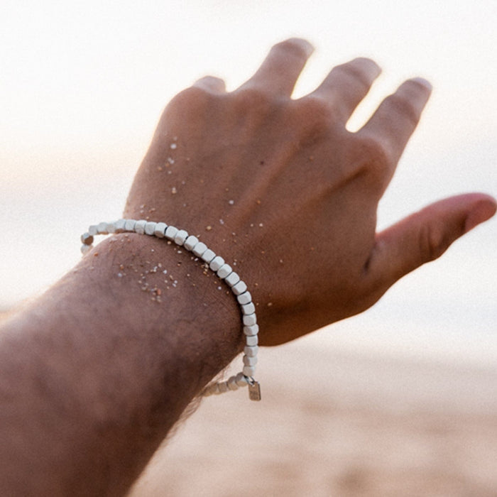 Stretch Bracelet - Coated Hematite - Cream