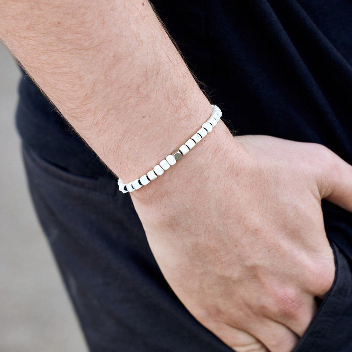 Stretch Bracelet - Coated Hematite - Cream