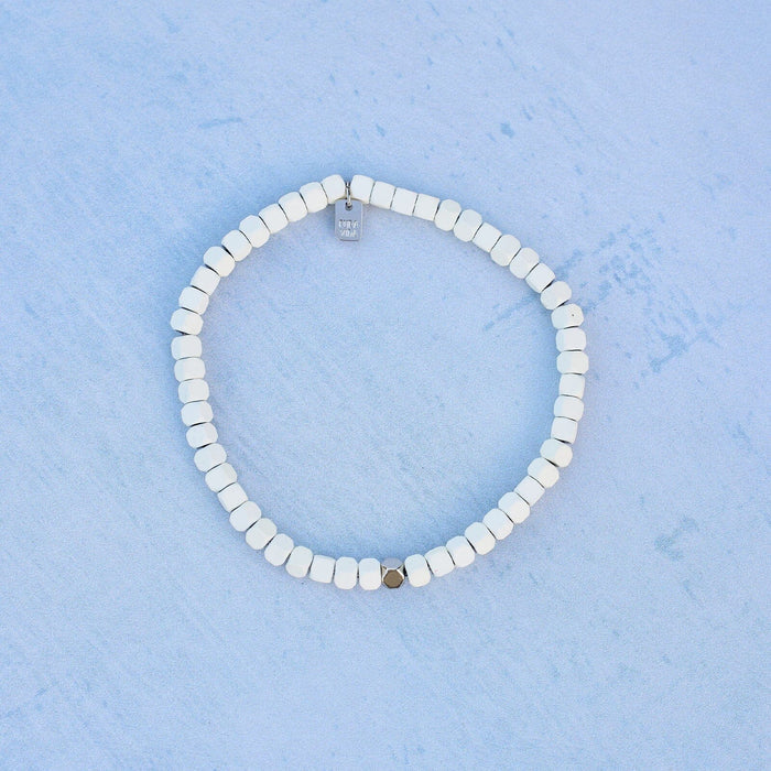 Stretch Bracelet - Coated Hematite - Cream