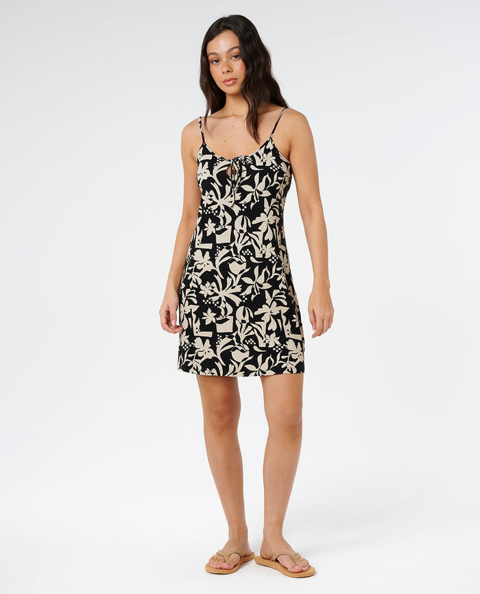 Surf Dreams Printed Ribbed Mini Dress - Black