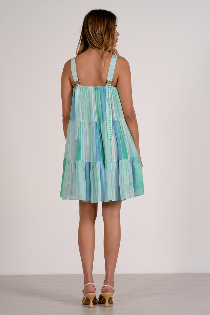 Tank Strap Tiered Mini Dress - Blue Strovia