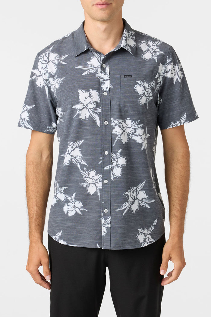 Traveler UPF Traverse Slub Relaxed Short Sleeve Button-Down Shirt - Graphite