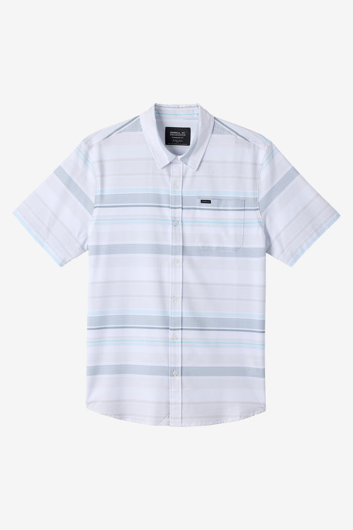 Traveler UPF Traverse Stripe Relaxed Short Sleeve Button-Down Shirt - White