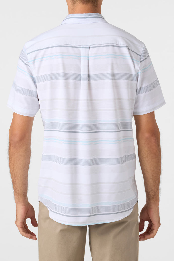 Traveler UPF Traverse Stripe Relaxed Short Sleeve Button-Down Shirt - White