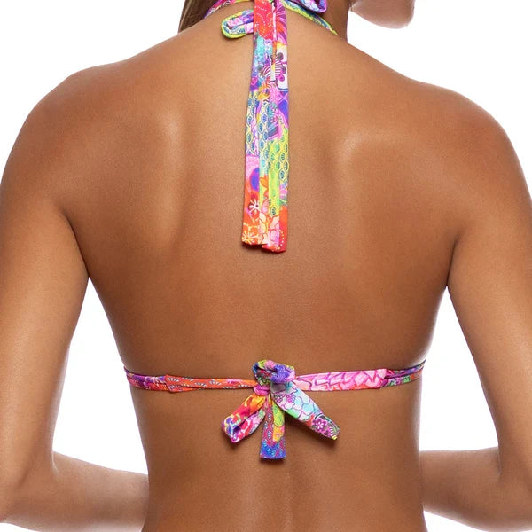 Triangle Halter Top - Blooming Spark
