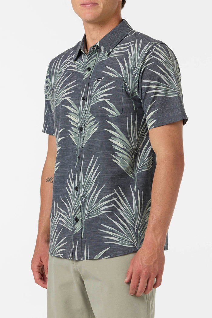 UPF Slub Relaxed Short Sleeve Button-Down Shirt - Black 2