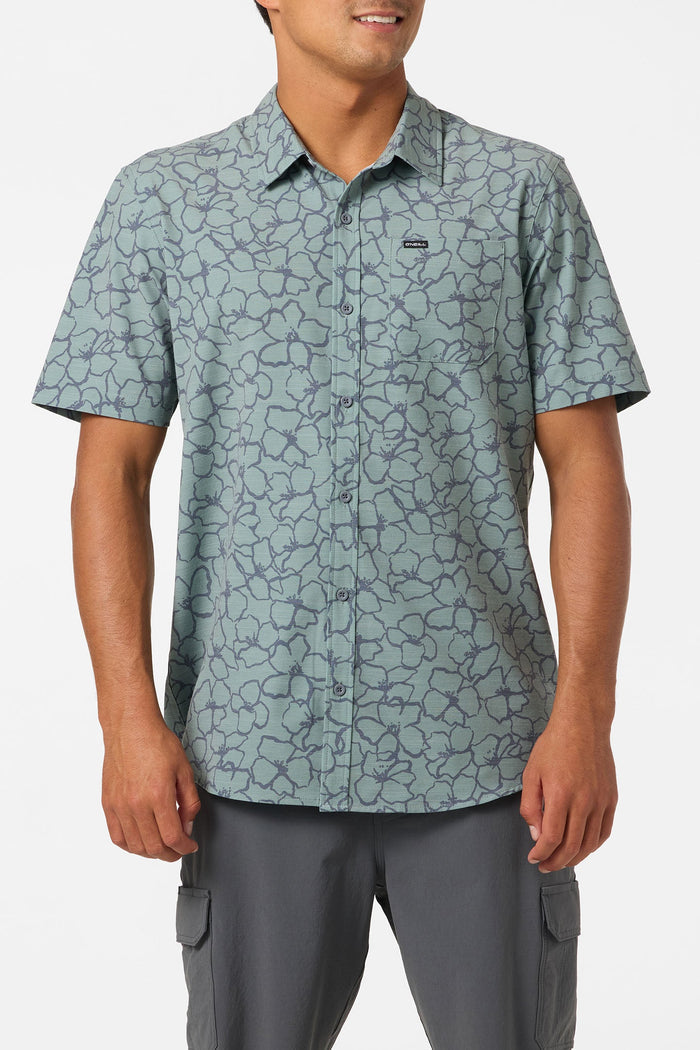 UPF Slub Relaxed Short Sleeve Button-Down Shirt - Dark Shadow