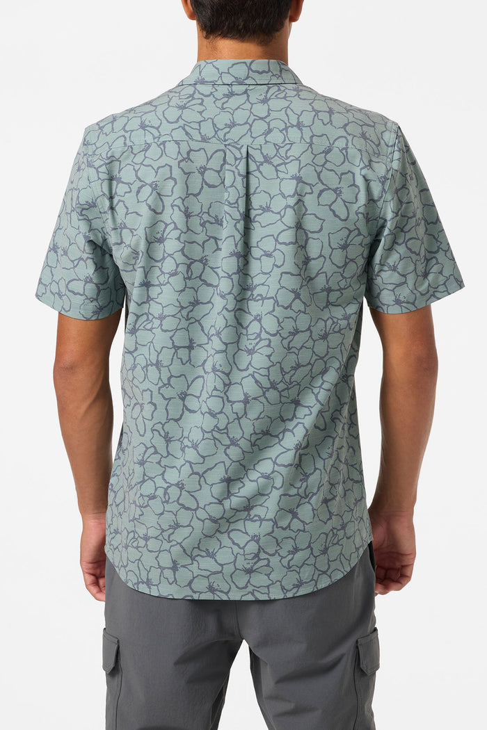 UPF Slub Relaxed Short Sleeve Button-Down Shirt - Dark Shadow